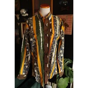 Vintage Ruddock Bros Shirt Mens M Abstract Western Wear Cowboy Made In USA